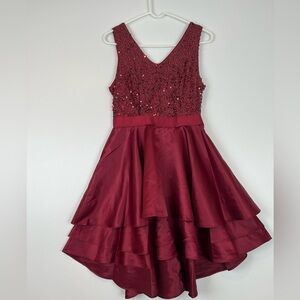 Red Sequined Prom Dress